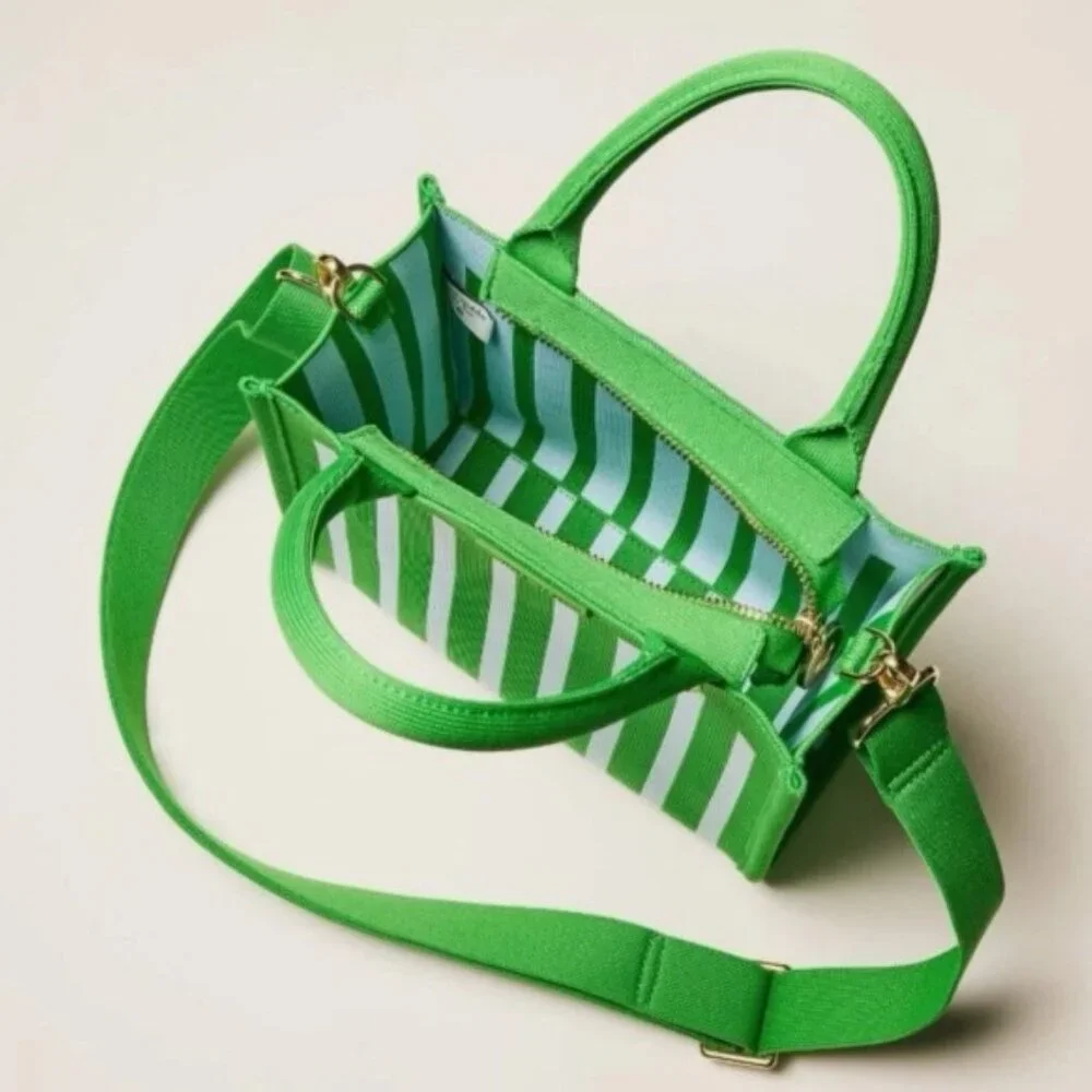 NWT Limited Edition kate spade new york Green Stripe Knit Crossbody Bag